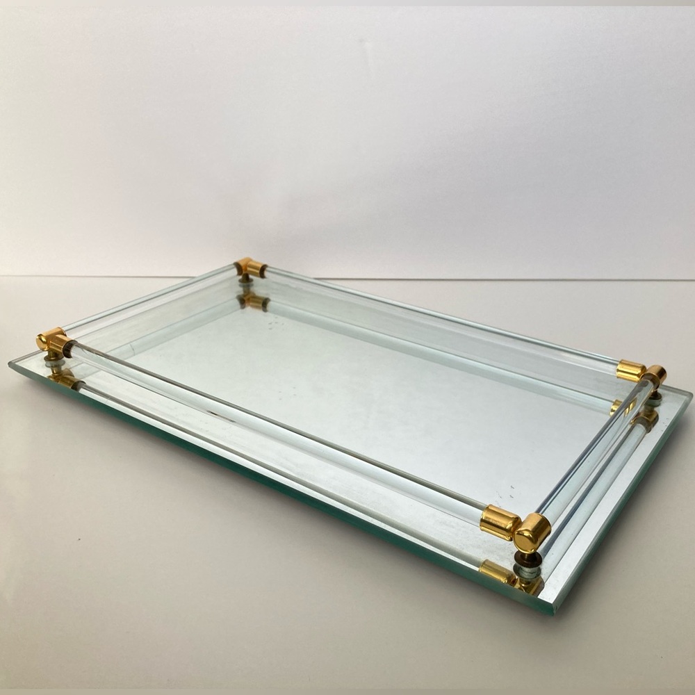 Studiohome Fine Mirror Tray Vanity/Serving Tray with Crystal Border